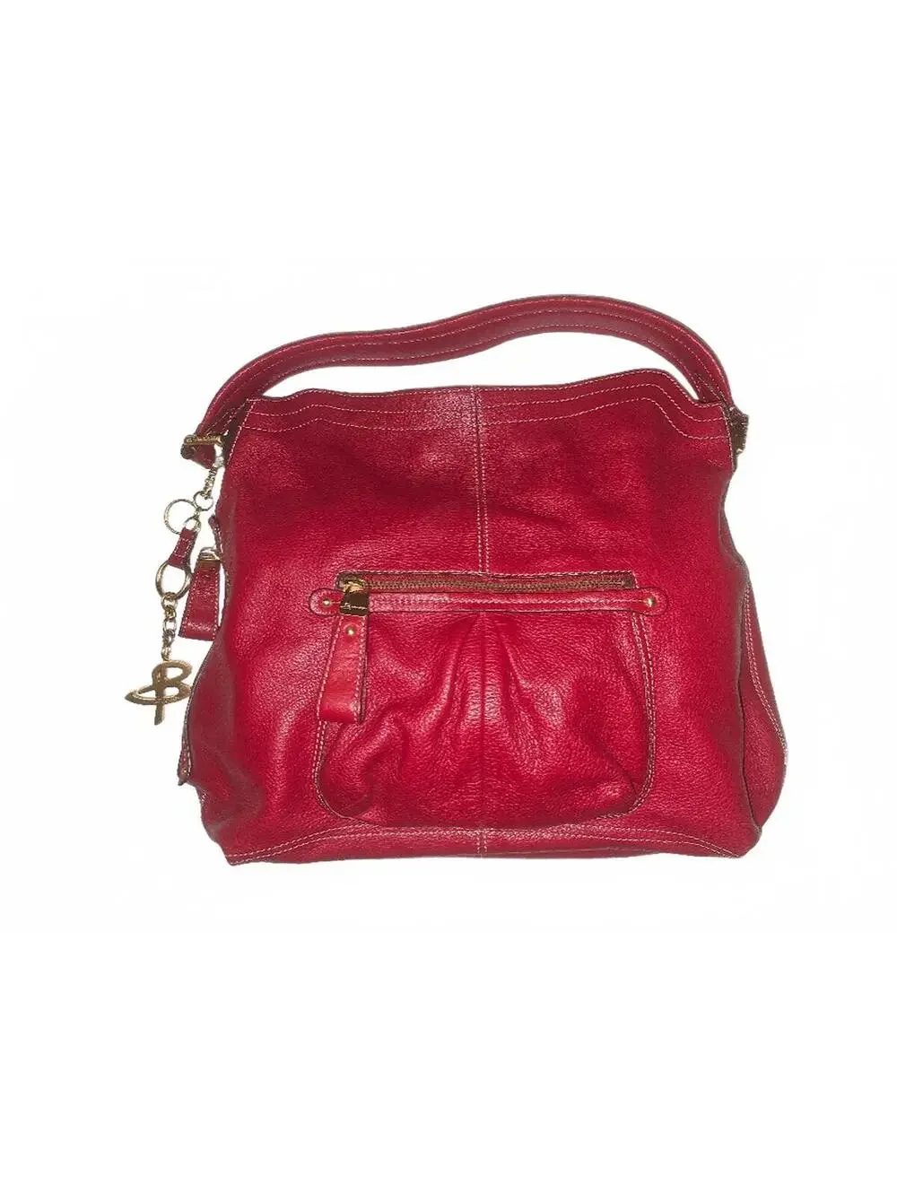 B Makowsky Cranberry Red Soft Pebbled Leather Hobo